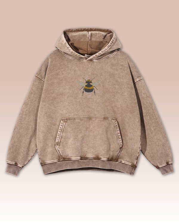 Bluza oversize z kapturem <br>Haft Pszczoły <br>Efekt sprania
